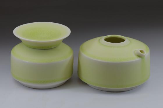 Green Flask and Lidded Container 