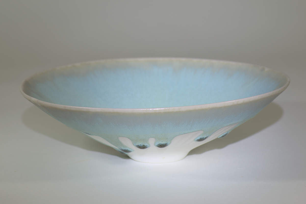 Porcelain Bowl Blue Matte Crystalline Glaze