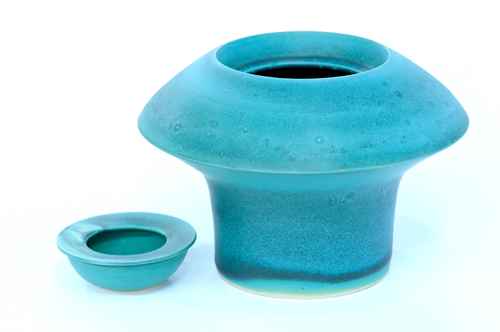 Lidded Container with Matte Turquoise Glaze