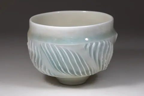 Deeply Textured Celadon Cup
