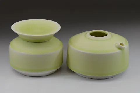 Green Flask and Lidded Container