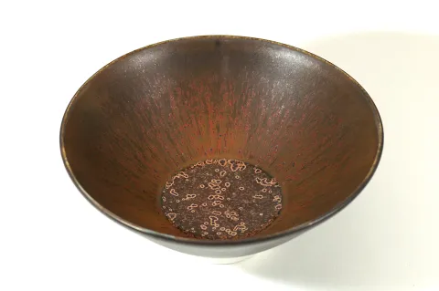 Porcelain Bowl with Two Tenmoku Glazes